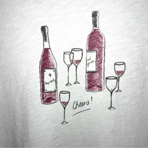 J. Crew Red Wine Graphic Cotton T-shirt L